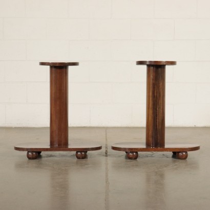 Pair Of Vase Holders Art Deco Walnut Veneer Italy 1920s 1930s