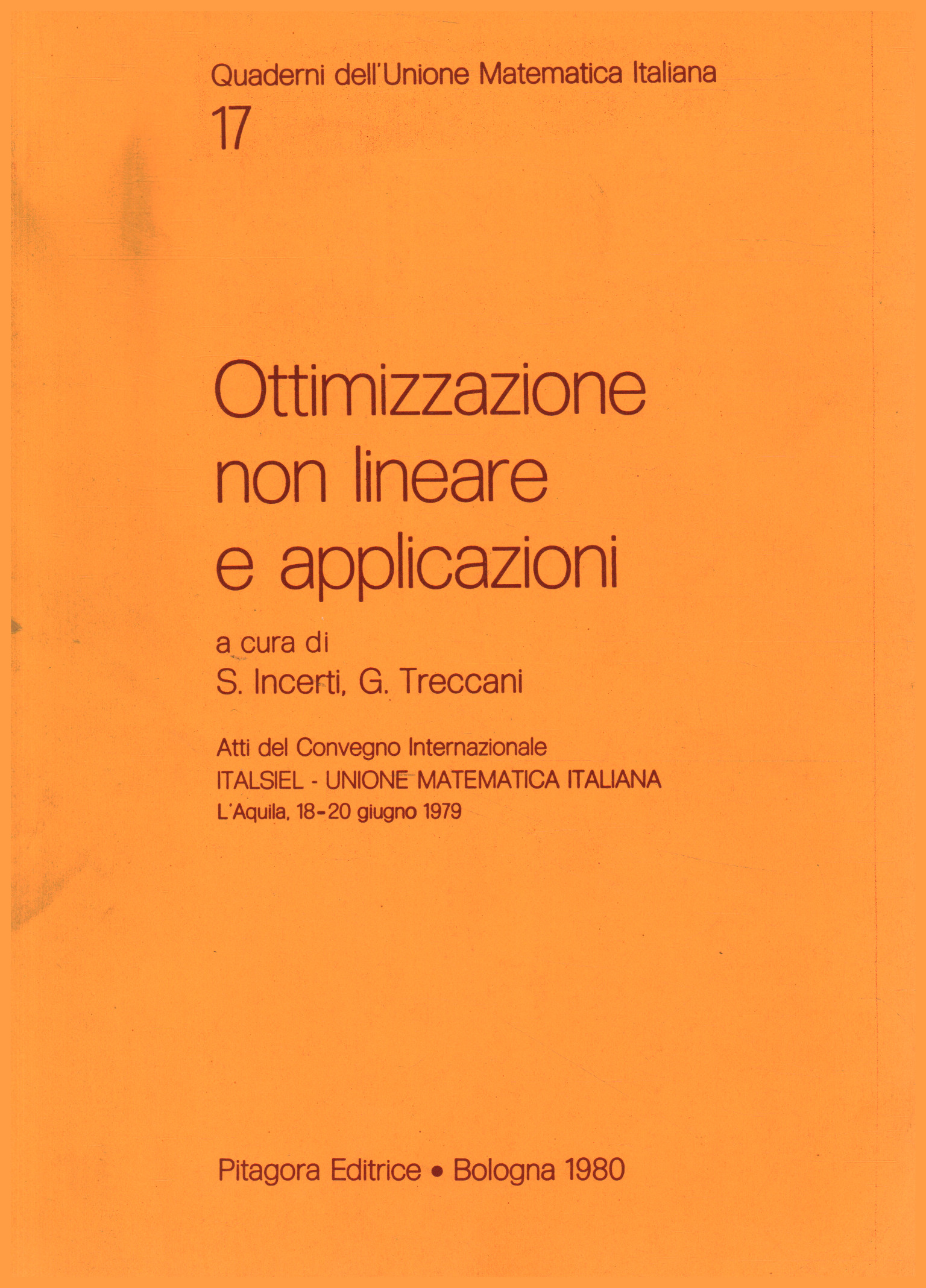 Nonlinear optimization and applications, S. Incerti G. Treccani