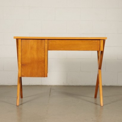 Writing Desk Beech Veneered Solid Wood Formica Italy 1950s