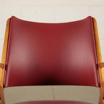 Small Armchairs Stained Beech Wood Foam Leatherette Italy 1950s