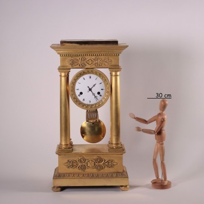 Temple-Shaped Carl X Clock Gilded Bronze France 19th Century