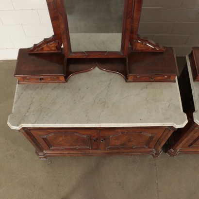 Pair Of Bedside Tables Umbertino Mahogany Marble Mirror Italy Late 800