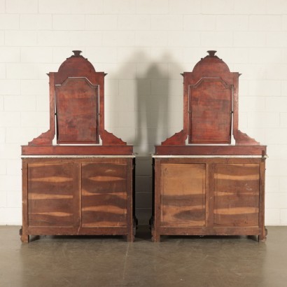 Pair Of Bedside Tables Umbertino Mahogany Marble Mirror Italy Late 800