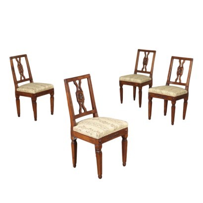 Gruppo di Quattro Sedie Neoclassiche