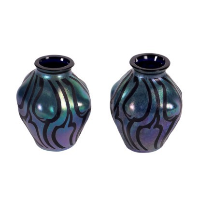 Pair of Glass Small Vases Austria 20th Century