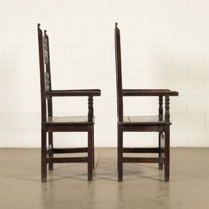 Pair Of Neo-Renaissance Armchairs Walnut Beech Italy 19th Century