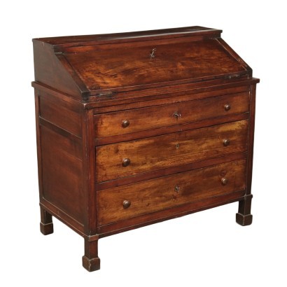 Empire Style Drop-Leaf Secretaire Walnut Italy 19th Century