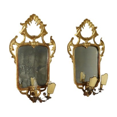 Pair Of Mirrors Rococo Italy Mid 19th Century