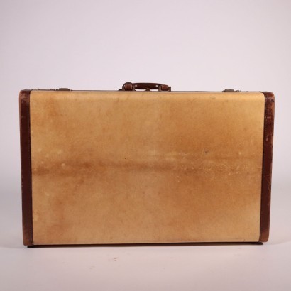 Vintage Parchment Suitcase 1960s-1970s