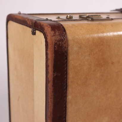 Vintage Parchment Suitcase 1960s-1970s