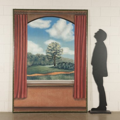 Trompe L'Oeil with Landscape Oil on Canvas Contemporary Art