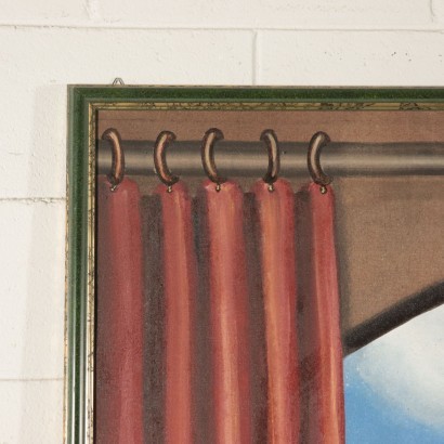 arte, arte italiana, pittura novecento italiana,Trompe l'oeil con paesaggio,Trompe l'oeil con paesaggio