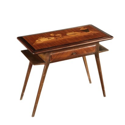 Table Basse Hêtre Massif Italie Années 1950