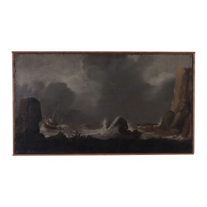 arte, arte italiano, pintura italiana antigua, Paisaje marino pintado, Marina en tempestad