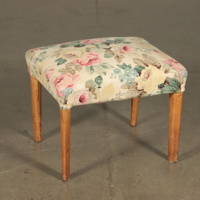 Fauteuil et Tabouret Rembourrage Tissu Hêtre Italie Années 40-50