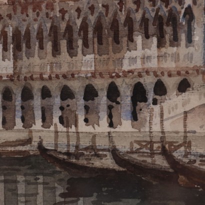 Two Venetian Glimpses Watercolors on Paper 20th Century