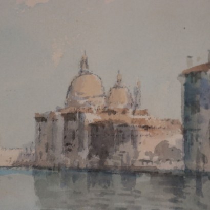Two Venetian Glimpses Watercolors on Paper 20th Century