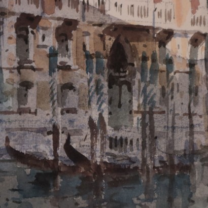 Two Venetian Glimpses Watercolors on Paper 20th Century