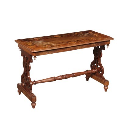 Small Inlaid Table Walnut Italy 19th Century