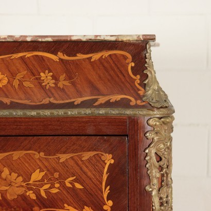 Inlaid Secretaire Red Marple and Leatherette Italy 20th Century