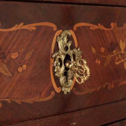 Inlaid Secretaire Red Marple and Leatherette Italy 20th Century