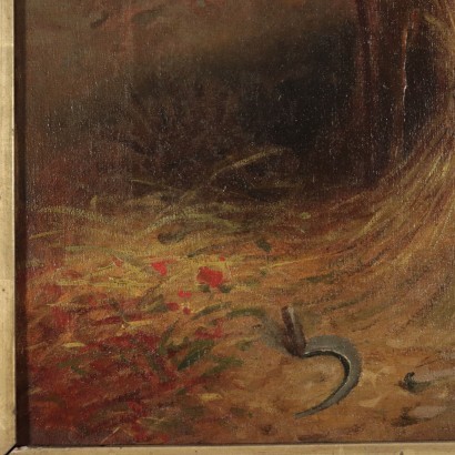 Landscape with Genre Scene Oil on Canvas 19th Century