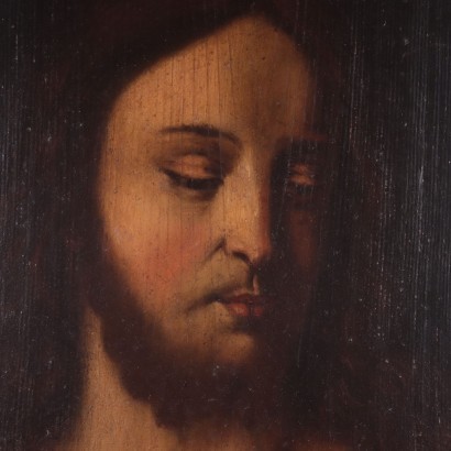 Face of Christ Oil on Board Italian School 18th Century