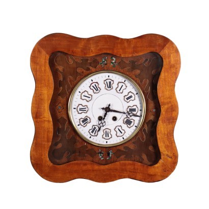 Wall Pendulum Clock Wood Mother of Pearl 19th Century