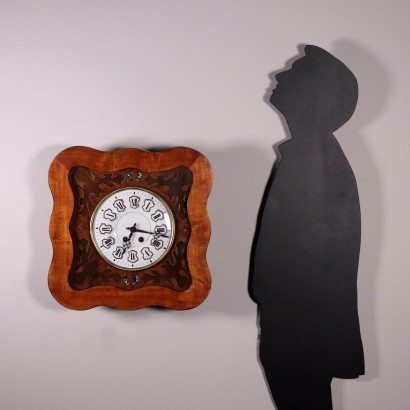 Wall Pendulum Clock Wood Mother of Pearl 19th Century