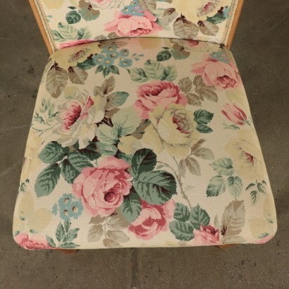 Paire de Chaises Ressorts Tissu Hêtre Italie Années 40-50