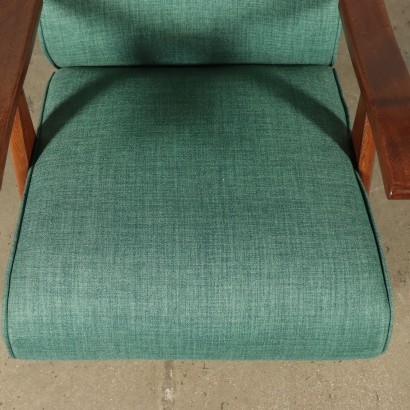 Pair Of Armchairs Italy Stained Beechwood Foam Fabric 1950s 1960s