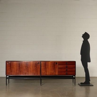 Sideboard Rosewood Veneer Laquered Wood Italy 1960s