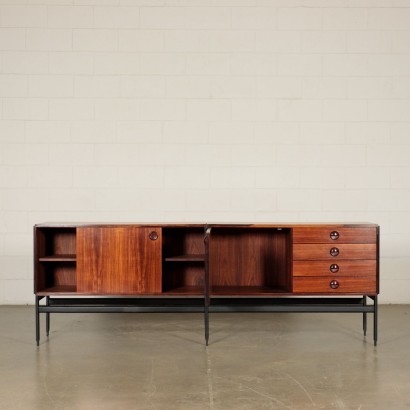 Sideboard Rosewood Veneer Laquered Wood Italy 1960s