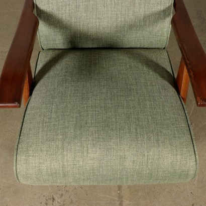 Armchair Stained Beechwood Foam Fabric Italy 1950s 1960s