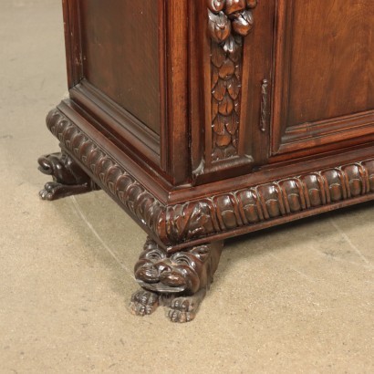 Neo-Renaissance Style Cupboard Walnut Sessile Oak Italy 20th Century