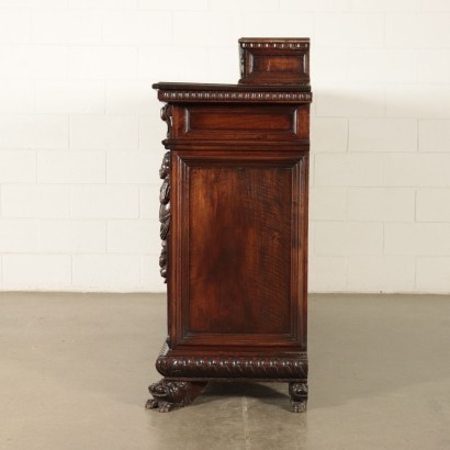 Neo-Renaissance Style Cupboard Walnut Sessile Oak Italy 20th Century