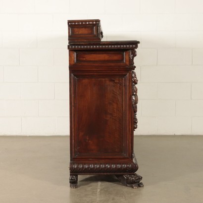 Neo-Renaissance Style Cupboard Walnut Sessile Oak Italy 20th Century