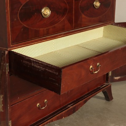 Commode Placage d'Acajou Érable Angleterre Début du 20ème Siècle