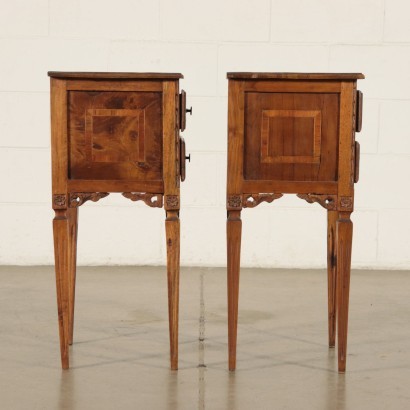Pair of Neo-Classical Bedside Tables Walnut Marple Italy 20th Century