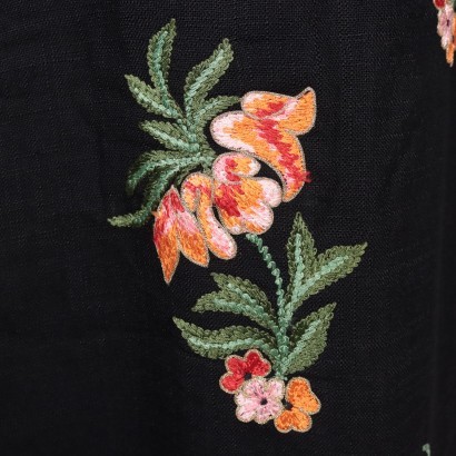 VIntage Skirt with Embroidery Cotton Italy 1970s