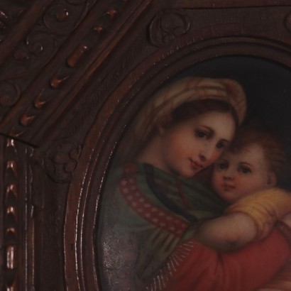 Madonna della Seggiola Oil on Porcelain Florentine School 19th Century