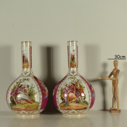 Pair of Dresden Vases Porcelain Germany 19th Century