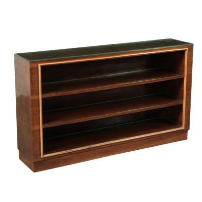 Bookcase Rosewood Veneer Glass Italy 1940s