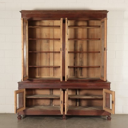 Walnut Stained White Poplar Bookcase Italy 19th Century