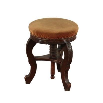 Louis Philippe Piano Stool Walnut and Padding Italy 19th Century