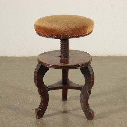 Louis Philippe Piano Stool Walnut and Padding Italy 19th Century