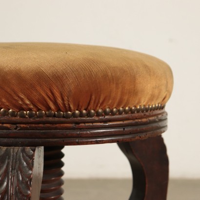 Louis Philippe Piano Stool Walnut and Padding Italy 19th Century