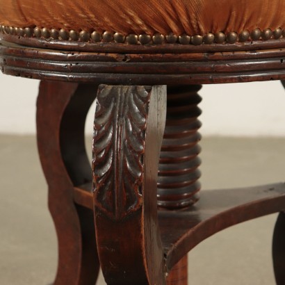 Louis Philippe Piano Stool Walnut and Padding Italy 19th Century