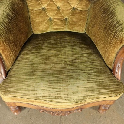 Pair of Eclecticism Revival Armchair Walnut Italy 20th Century