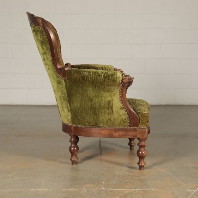 Pair of Eclecticism Revival Armchair Walnut Italy 20th Century